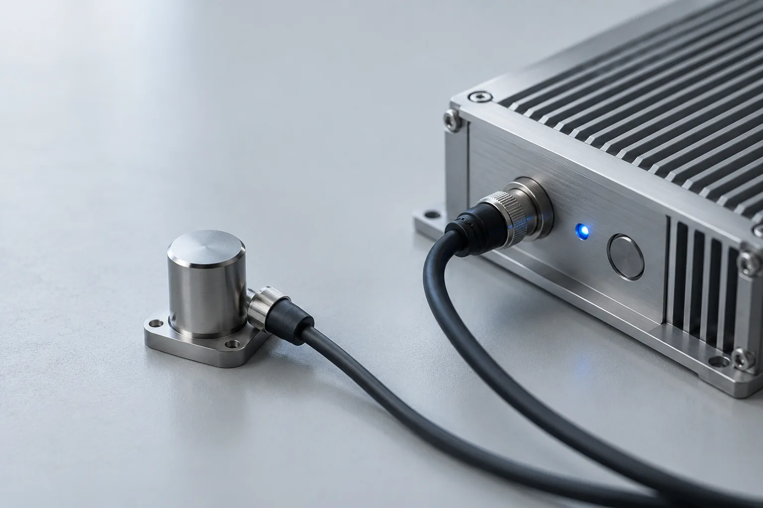 Illustrative aluminium edge device and connected sensor